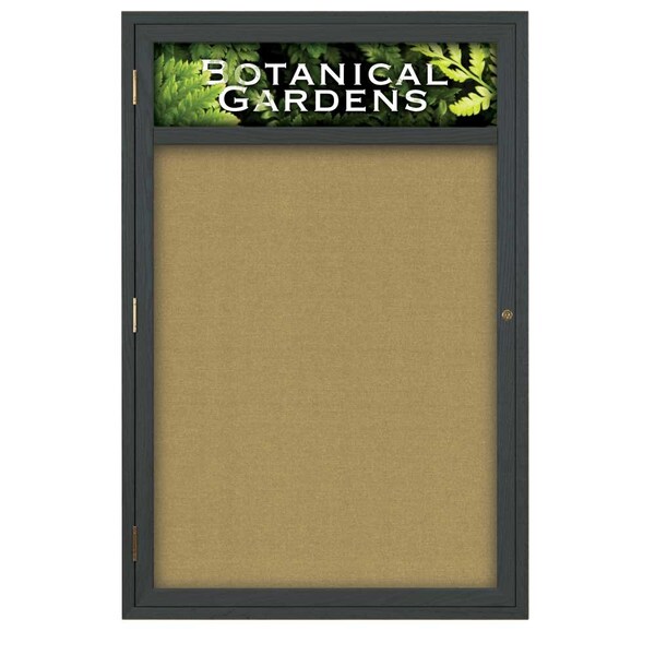 Sliding Glass Door Radius Letterboard, Hdr, 96"x48", Satin/Green